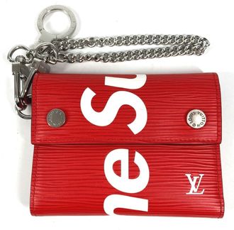 Louis Vuitton Epi Red Color White Epi Leather Chain/Shoulder Wallet (Pre-Owned)