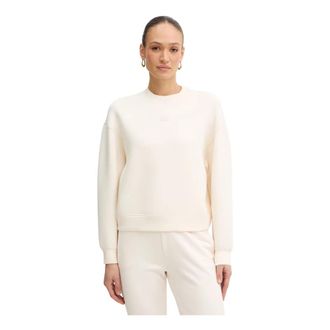 A|X Armani Exchange WE Logo Patch Ronde Hals Trui - Dames - Sweatshirts - Beige - L - Nylon - Hoodies & sweatvesten
