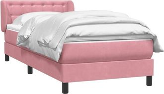 vidaXL Cama Box Spring Con Colch&oacute;n Terciopelo Rosa 80x220 Cm Vidaxl