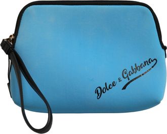Dolce & Gabbana Blue Nylon DG Logo Print Clutch Zip Women Borse Pouch Womens Bag (Pre-Owned)