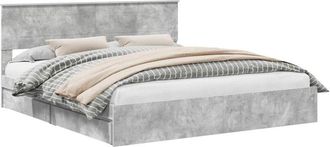 vidaXL Cama Con Almacenamiento Con Cabecera Gris Concreto 180 X 200 Cm Vidaxl