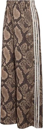 adidas (WMNS) adidas Satin Snake Print Wide Leg Track Pant Asia Sizing Linen Magic Beige KX1886