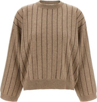 Brunello Cucinelli Maglione in cashmere a righe - Toni neutri