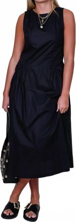 En Saison Poplin Drop Waist Midi Dress In Black