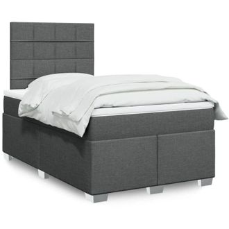 vidaXL Cama Box Spring Con Colch&oacute;n Tela Gris Oscuro 120x190 Cm Vidaxl