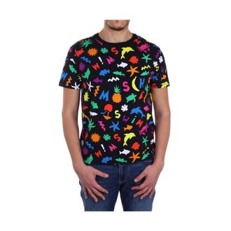 Moschino T-shirt van bedrukte katoenjersey - Heren - Tops - Veelkleurig - Maat: S Katoen