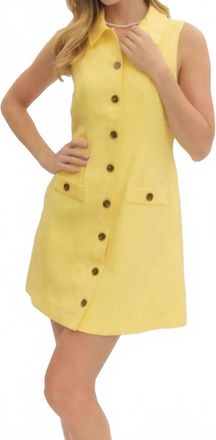 Entro Sleeveless Button Mini Dress In Yellow