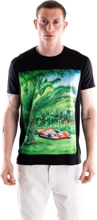 Bastille Zijden Applicatie Print T-shirt - Heren - T-shirts - Zwart - XL - Katoen - Tops