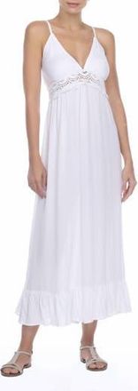 Boho Me Lace V-Neck Spaghetti Straps Maxi Dress in White at Nordstrom Rack, Size Medium