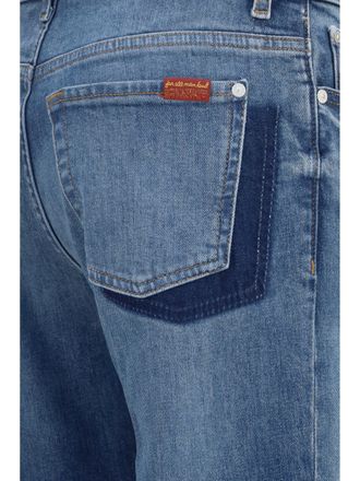 7 For All Mankind Womens Straight Jeans Calie Blue Core Cotton