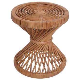 Hhg Hhg - Nunca Usado] Mesa Auxiliar 089, Mesa De Centro De Rat&aacute;n, Redonda 43x38x38cm, Rat&aacute;n Natural Kubu