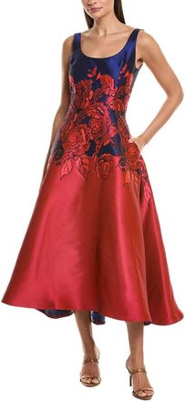 Amsale Jacquard Rose Midi Dress