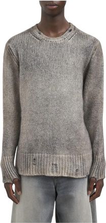 Avant Toi Maglia Girocollo in Cashmere e Seta - Heren - Ronde hals truien - Grijs - L - Kasjmier - Truien & Vesten