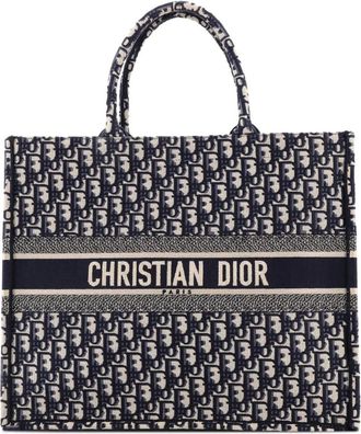 Dior Borsa tote Book Oblique grande in tela - Blu