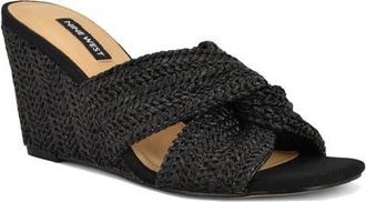 Nine West Nejia Wedge Sandal in Black at Nordstrom, Size 7.5