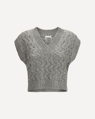 Brunello Cucinelli Gilet in misto seta con paillettes Woman L