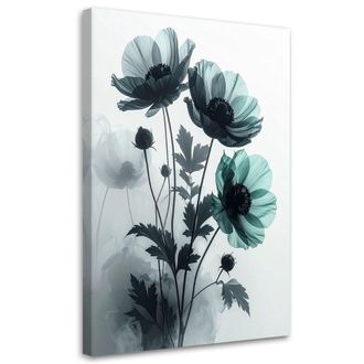 Feeby Cuadro En Lienzo Delicadas Flores Bot&aacute;nicas Verdes 70x100