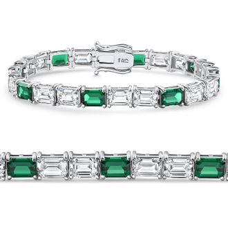 Pompeii3 22Ct East West Emerald Diamond Tennis Bracelet 14k White Gold 7 Lab Grown Size: 7