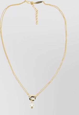 Ferragamo gancini necklace double chain pearl pendant