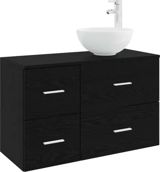 vidaXL Juego De Muebles De Ba&ntilde;o 2 Uds. Roble Negro Vidaxl