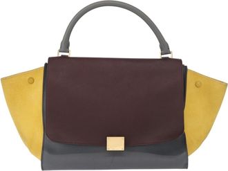 Celine Tricolor Trapeze Bag Leather Gray Leather Handbag (Pre-Owned)