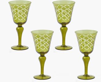 Mrs. Alice Engraved Wine Glasses in Olive at Nordstrom
