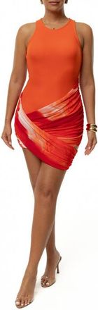 JLUXLABEL Pure Radiance Mixed Media Mesh Minidress in Red at Nordstrom, Size X-Small