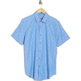 Robert Graham Short Sleeve Woven Button-Up Shirt in Light Blue at Nordstrom Rack, Size Xxx-Large