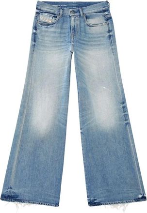 Diesel Blauwe Distressed High-Rise Jeans - Dames - Loose Fit Jeans - Blauw - W24 - Jeans