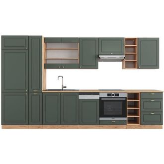 Vicco Mueble de cocina Fame-Line, Green-Gold Country/Gold Power Roble, 355 cm sin encimera