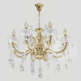 Trade Shop Trade Shop Traesio - Trade Shop - Lampadario Soffitto 8 Bracci Attacco E14 Pendenti Acrilico Oro Argento A19 - Oro