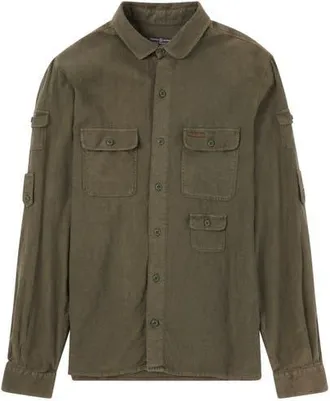 Amundsen & Scott Travellers Linen Shirt Mens in Olive at Nordstrom, Size Xx-Large
