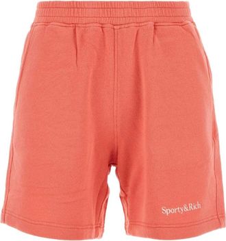 Sporty & Rich Zalmroze Stretch Katoenen Shorts - Dames - Korte Broeken - Roze - XS - Katoen - Korte Broeken