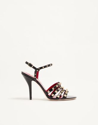 Valentino Garavani Sandalo Rockstud In Capretto 100mm Donna NERO 35.5
