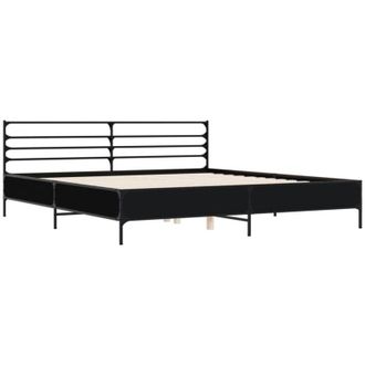 vidaXL Vidaxl - Estructura De Cama Madera De Ingenier&iacute;a Y Metal Negro 180x200cm