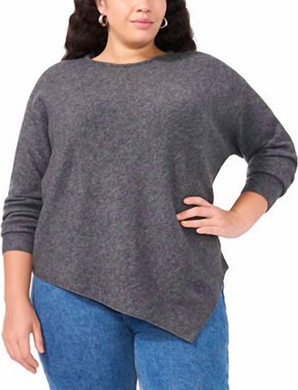 Vince Camuto Womens Asymmetric Hem Sweatshirt - Plus In Heather Grey