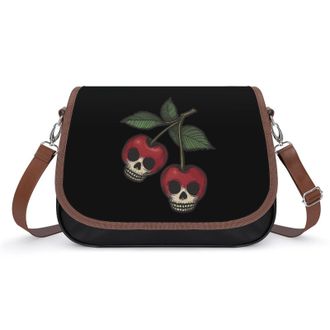 Generic Cherries Skull Crossbody Bags for Women Fashion Leather Shoulder Handbags With Adjustable Strap