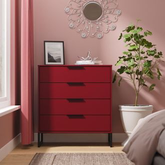 Welcome Furniture Havana Ready Assembled 4 Drawer Chest in Red Matt - Welcome Furniture | TJ Hughes