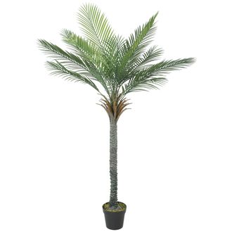 HOMCOM Homcom Planta Artificial Decorativa 180 Cm Palmera Artificial Con Maceta Y Hojas Para Interior Hogar Sal&oacute;n Oficina Verde
