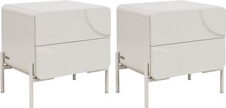 Vente-Unique Conjunto de 2 mesitas de noche - 2 cajones - MDF - Beige - ZELINARO