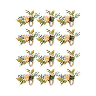 OEM Anillos Para Servilletas, Juego De 12 Servilleteros Con Forma De Flor Y Anillos De Perlas Para Mesa, Ideales Para Bodas, Fiestas, Navidad Y D&iacute;as Festi