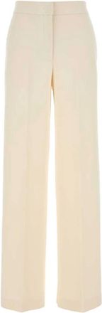 Max Mara Dente Wijde Broek - Dames - Wijde Broeken - Beige - XS - Katoen - Broeken