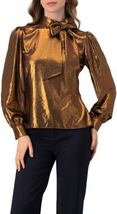 Ivonne Metalic Bow Blouse in Copper at Nordstrom, Size 14