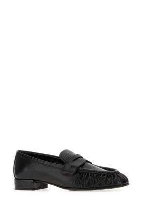 Prada Womens Black Leather Loafers Nero Mocassini