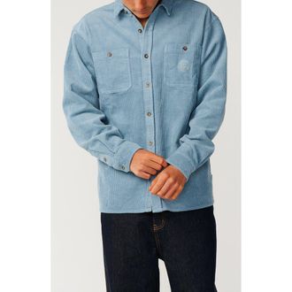 Rip Curl Premium Surf Cotton Corduroy Button-Up Overshirt in Citadel Blue at Nordstrom, Size Xx-Large