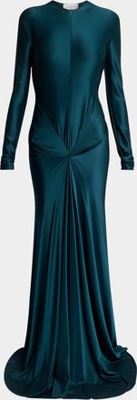 Victoria Beckham Twisted Cutout Long-Sleeve Gown