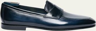 Santoni Mens Meraviglia Solis Leather Penny Loafers