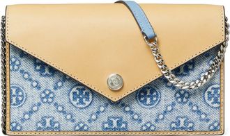 Tory Burch T Monogram Denim Envelope Crossbody in Powder Blue at Nordstrom