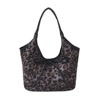 Generic Cymwer Women Leopard PU Tote Bag Shoulder Handbag Large Capacity Daily Use (Black)