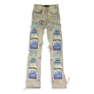 Who Decides War by Ev Bravado BLUE STUDDED STRAIGHT-FIT JEANS